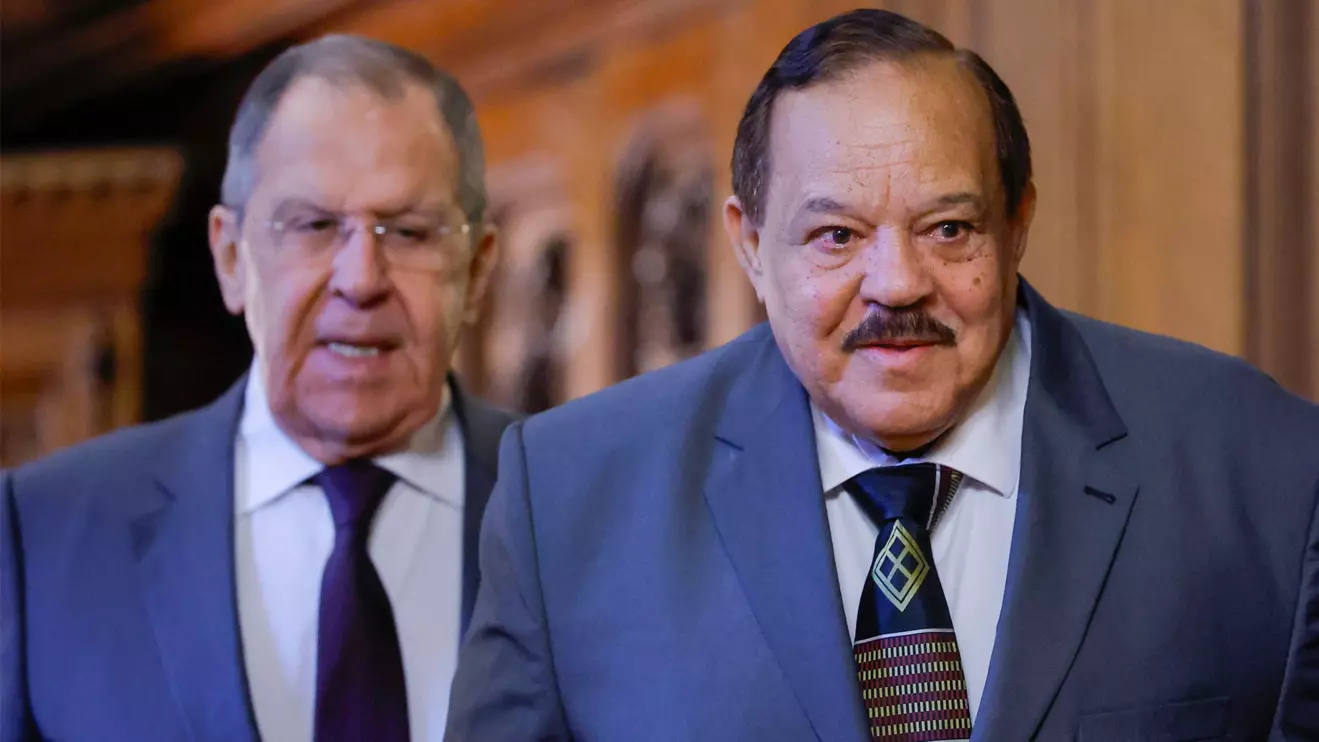 Russian Foreign Minister Sergei Lavrov and his Sudanese counterpart Ali Yousuf Al-Sharif attend a press conference following their talks in Moscow, Russia, February 12, 2025. Reuters/Maxim Shemetov