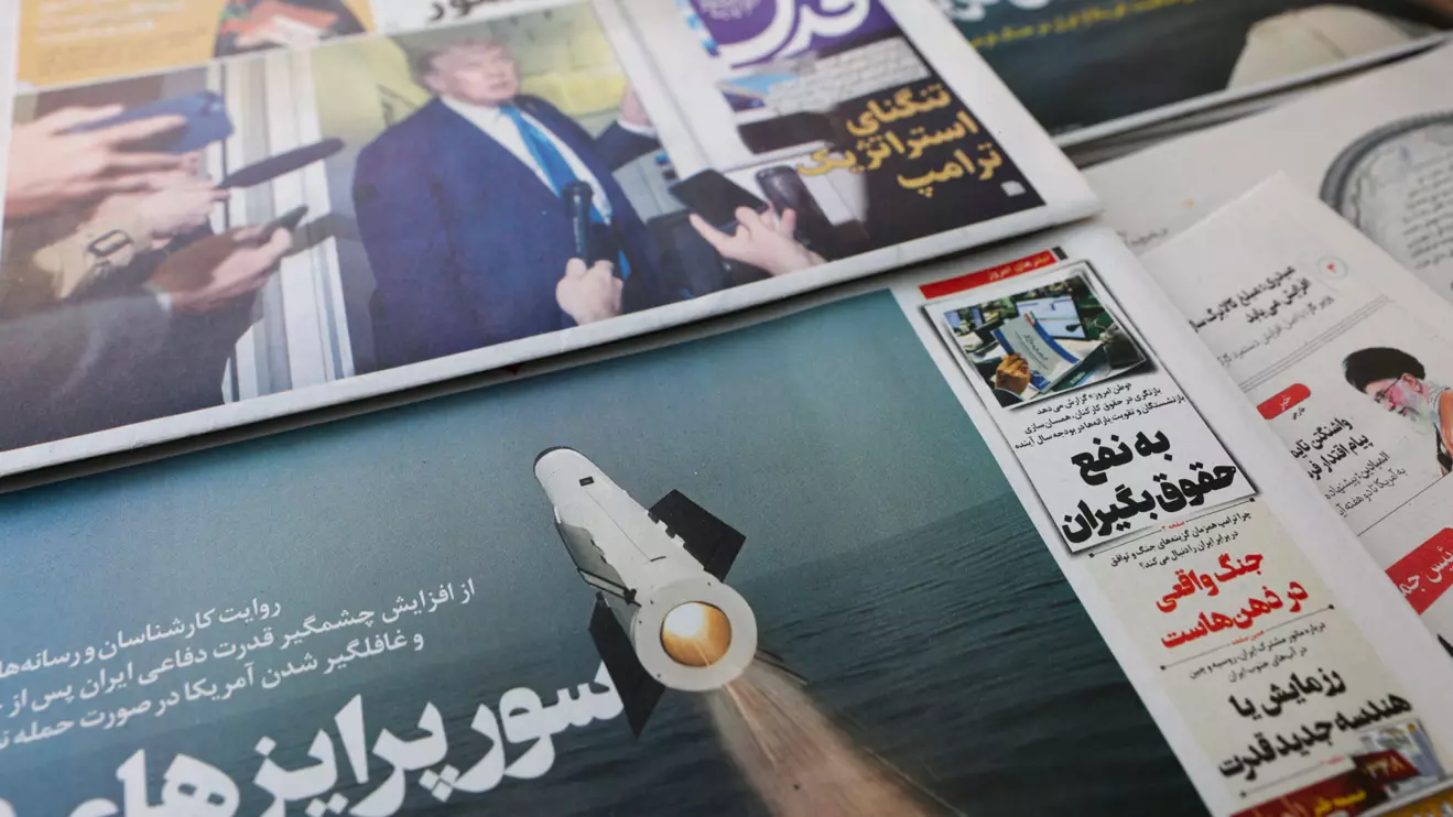 An Iranian newspaper with a cover photo of an Iranian missile, in Tehran, Iran, February 19, 2026. Majid Asgaripour/WANA (West Asia News Agency) via Reuters