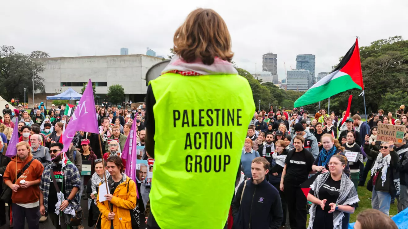 Members of the Palestine Action Group gather ahead of a rally, amid the ongoing conflict between Israel and the Palestinian Islamist group Hamas, in Sydney, Australia May 3, 2024. Reuters/Alasdair Pal
