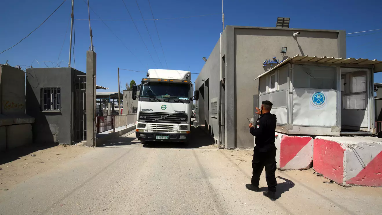 Israel makes the U.N. offload aid on the Palestinian side of the crossing, where it then has to be picked by the U.N. and aid groups in Gaza.
