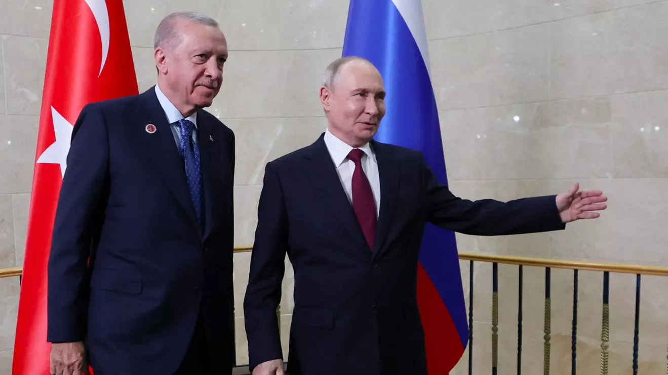 Turkish President Tayyip Erdogan meets with Russian President Vladimir Putin on the sidelines of the Shanghai Cooperation Organisation (SCO) summit in Bishkek, Kyrgyzstan, September 1, 2026. Murat Cetinmuhurdar/Turkish Presidential Press Office