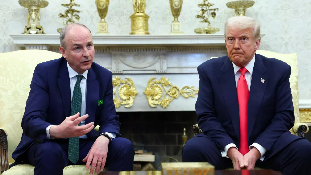U.S. President Donald Trump meets with Irish Taoiseach (Prime Minister) Micheal Martin, in the Oval Office at the White House in Washington, D.C., U.S., March 12, 2025. Reuters/Evelyn Hockstein