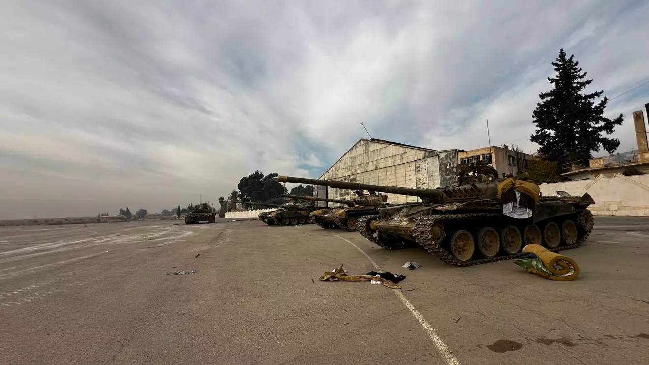 Damascus, Syria December 12, 2024: Abandoned tanks in Mezzeh Military Airport © Mena Today 