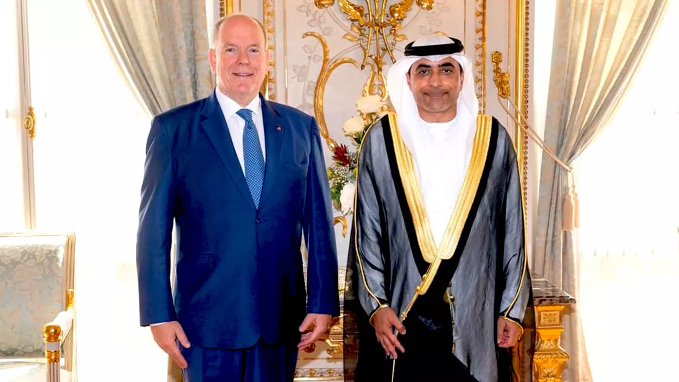 Prince Albert II with Fahad Saeed Al Raqbani © WAM