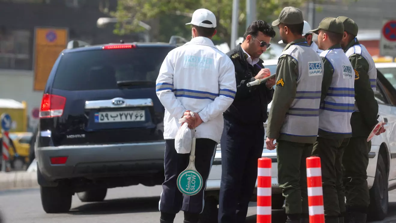 Iran's police forces stand on a street amid the implementation of the new hijab surveillance in Tehran, Iran, April 15, 2023. Majid Asgaripour/WANA (West Asia News Agency) via Reuters/File Photo