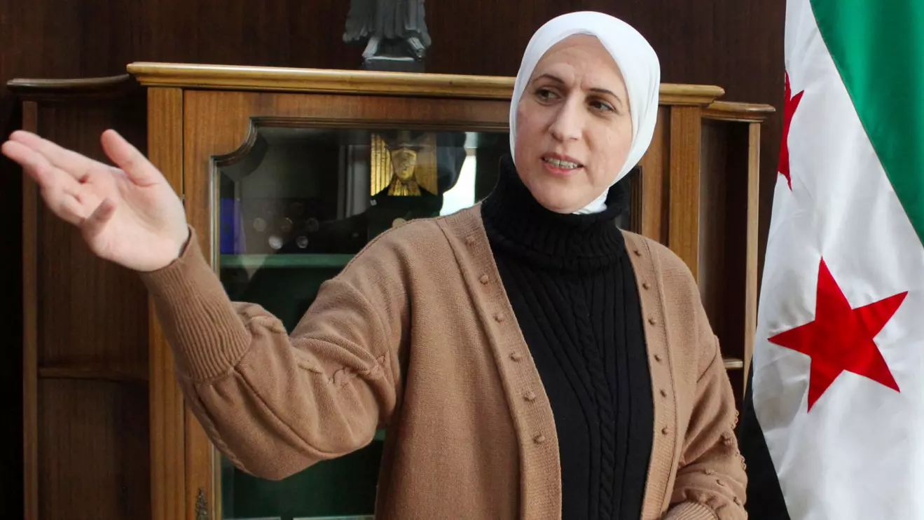Syria's new central bank governor Maysaa Sabreen gestures at her office in the central bank in Damascus,Syria, January 12, 2025. Reuters/Firas Makdesi