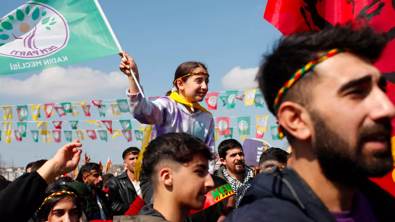 Supporters of pro-Kurdish Peoples' Equality and Democracy Party (DEM Party) take part in a rally to celebrate Nowruz, which marks the arrival of spring, in Istanbul, Turkey, March 17, 2024. Reuters/Dilara Senkaya