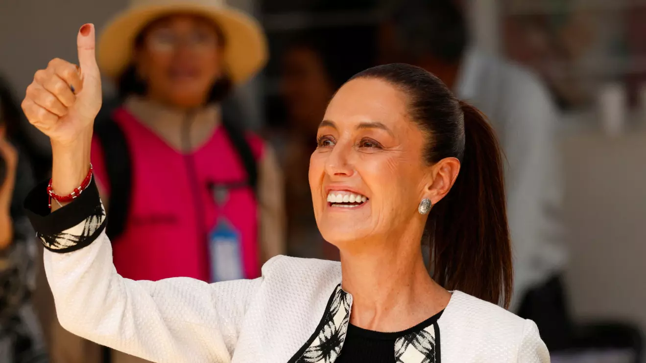Claudia Sheinbaum, presidential candidate of the ruling MORENA party, gives a thumb up after she voted in the general elections, in Mexico City, Mexico June 2, 2024. Reuters/Daniel Becerril