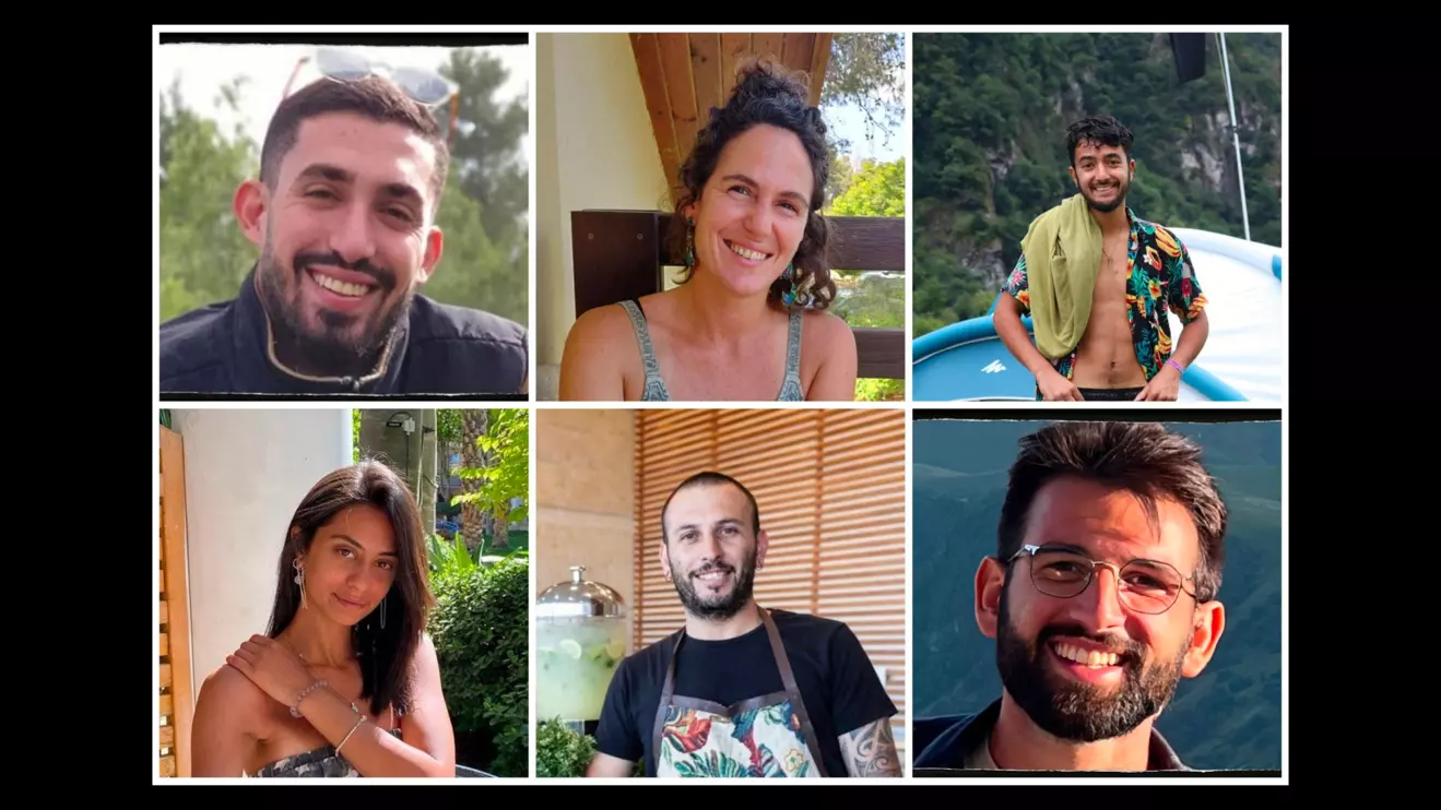 Ori Danino, Carmel Gat, Hersh Goldberg-Polin, Eden Yerushalmi, Alexander Lobanov and Almog Sarusi. Courtesy of Bring Them Home Now/Handout via Reuters