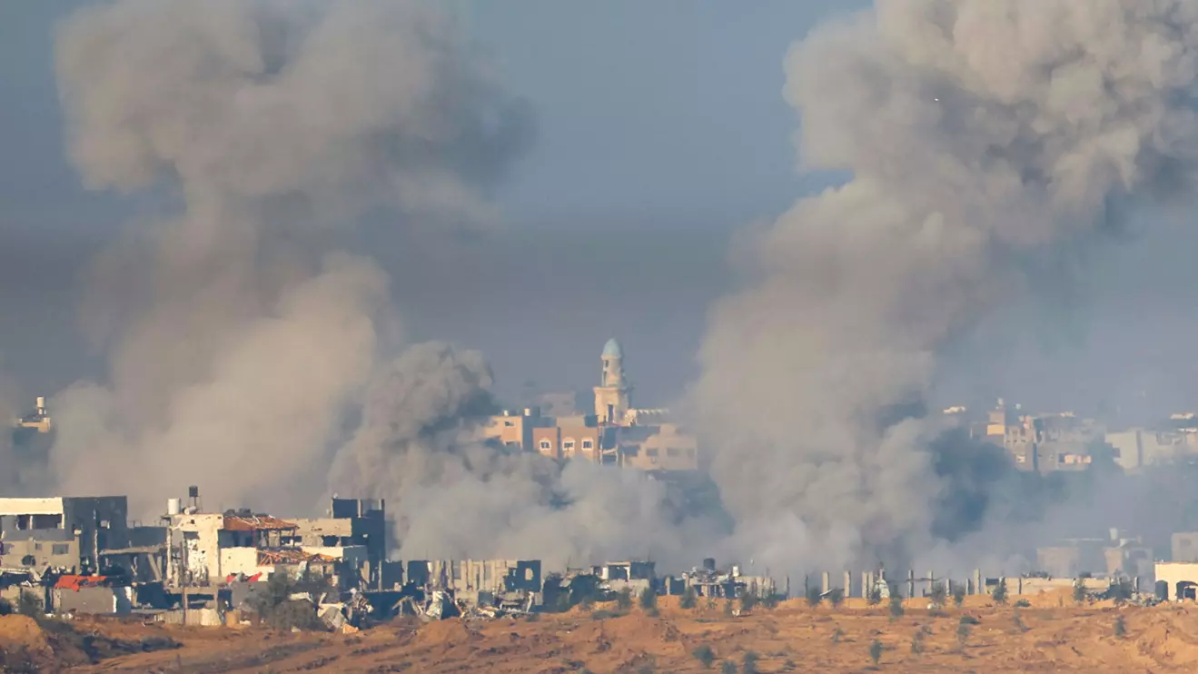 Smoke from an explosion rises in Gaza, after a temporary truce between Israel and the Palestinian Islamist group Hamas expired, as seen from southern Israel, December 3, 2023. Reuters/Alexander Ermochenko