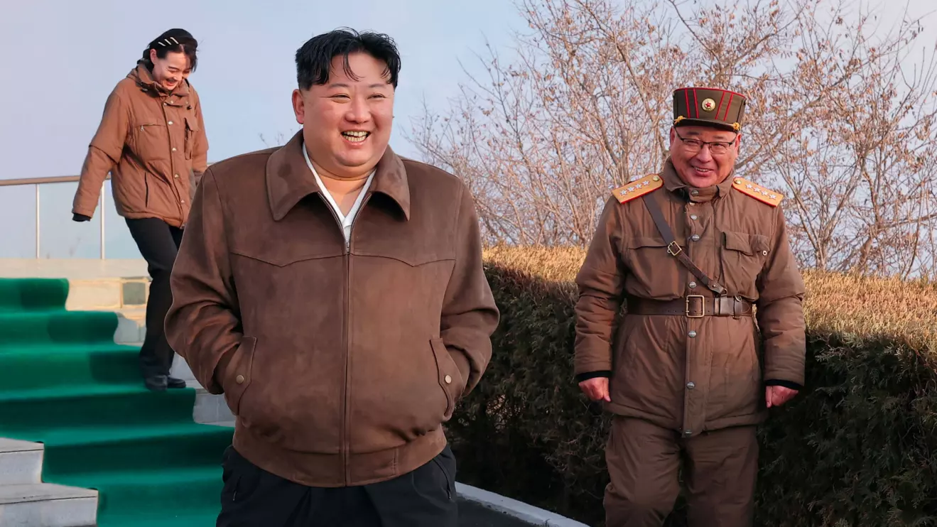 North Korean leader Kim Jong-un attends a ground test of a solid-fuel engine for a new type of intermediate-range hypersonic missile as part of a program of developing national defense capability, at an unknown location in North Korea, March 19, 2024. KCNA via Reuters