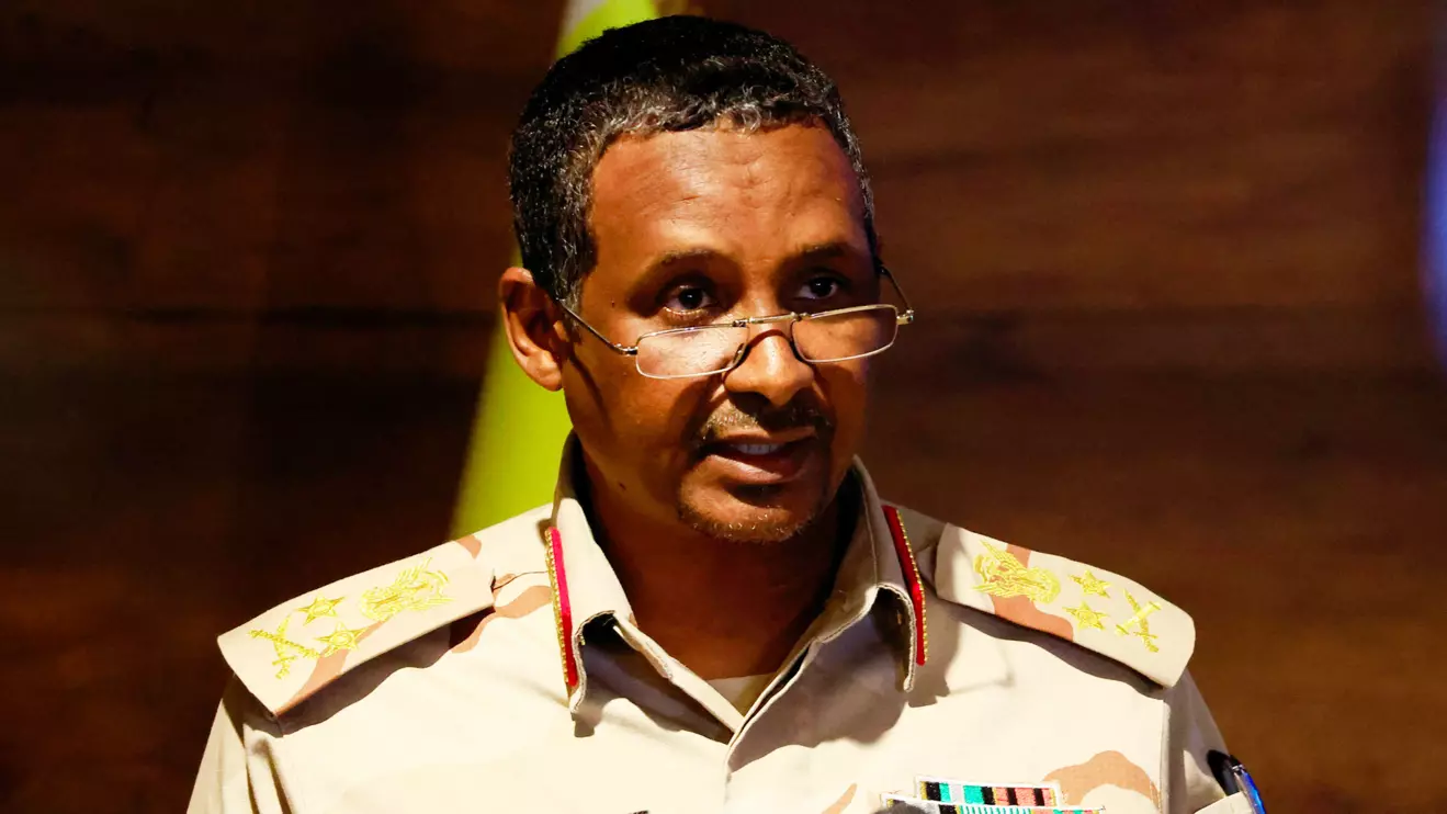 Deputy head of Sudan's sovereign council General Mohamed Hamdan Dagalo speaks during a press conference at Rapid Support Forces head quarter in Khartoum, Sudan February 19, 2023. Reuters/Mohamed Nureldin Abdallah