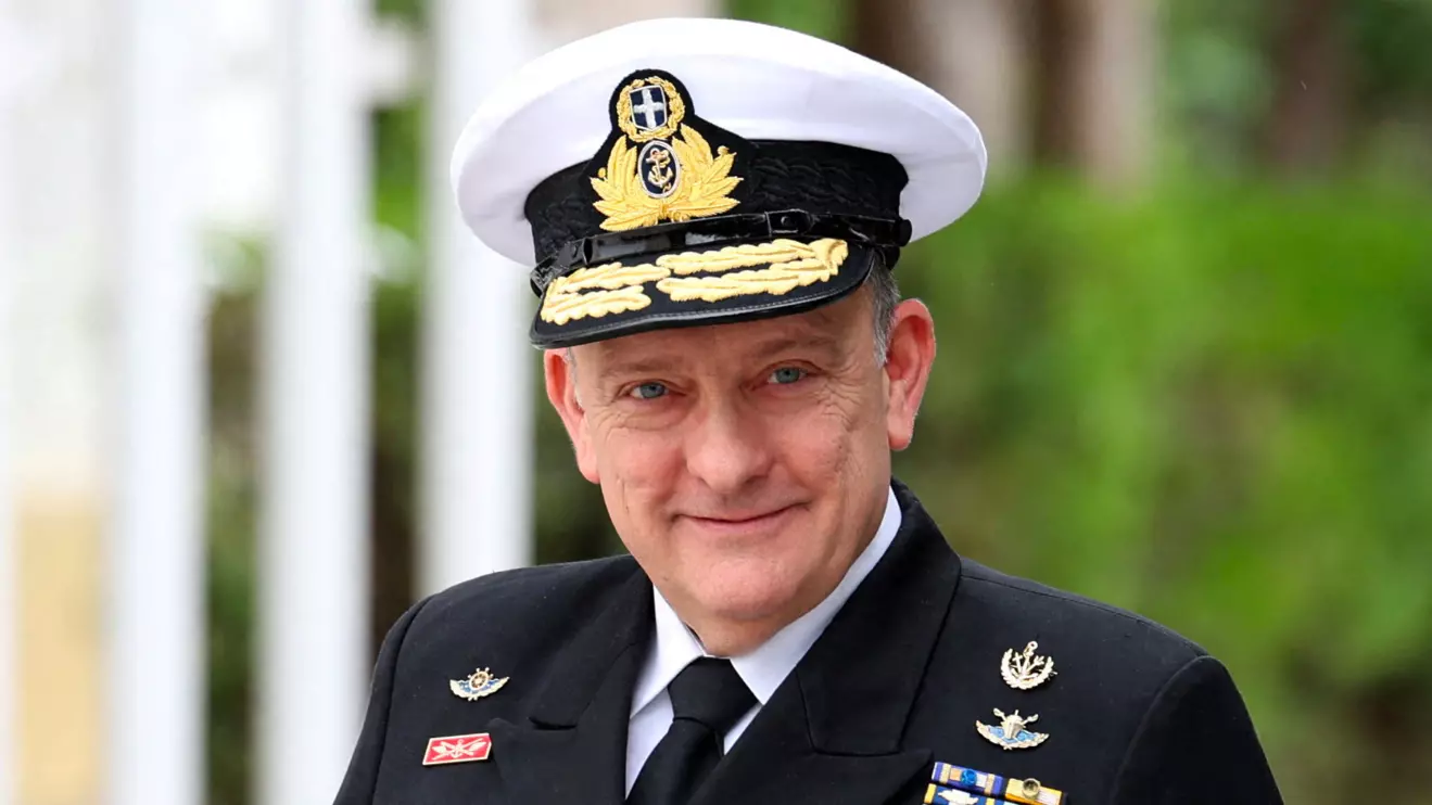 Rear Admiral Vasileios Gryparis walks at the European Union's naval mission "Aspides" headquarters in Larissa, Greece, April 16, 2024. Reuters/Alexandros Avramidis