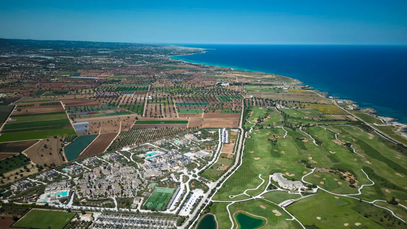 A drone view shows Borgo Egnazia resort, the venue where the G7 Summit is scheduled to take place from June 13 to 15, around 55 km (34 miles) from Bari, southern Italy, April 29, 2024. Reuters/Alessandro Garofalo