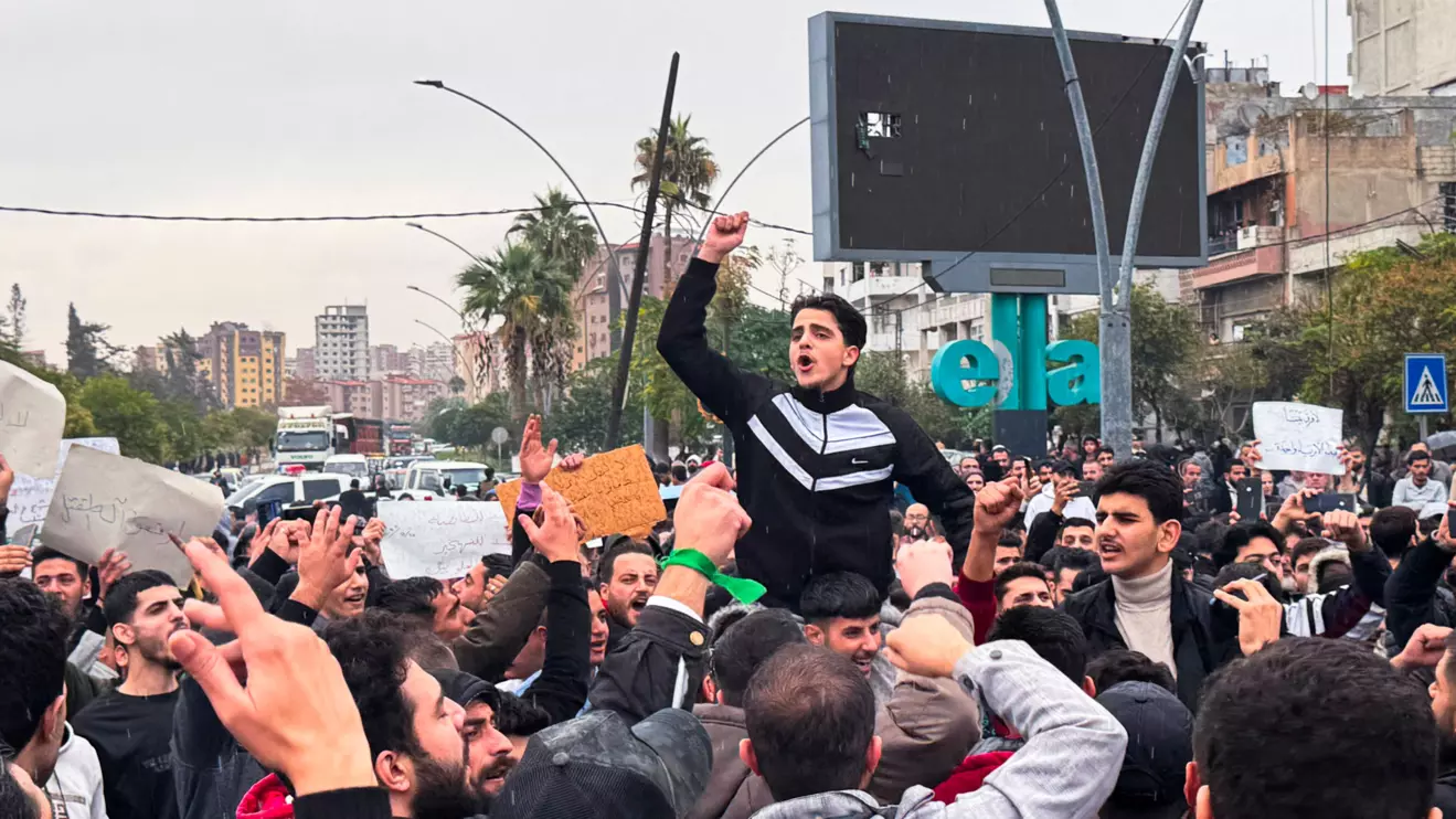 Alawites gather during a protest to demand federalism and the release of detained members of their community, in Latakia, Syria November 25, 2025. Reuters