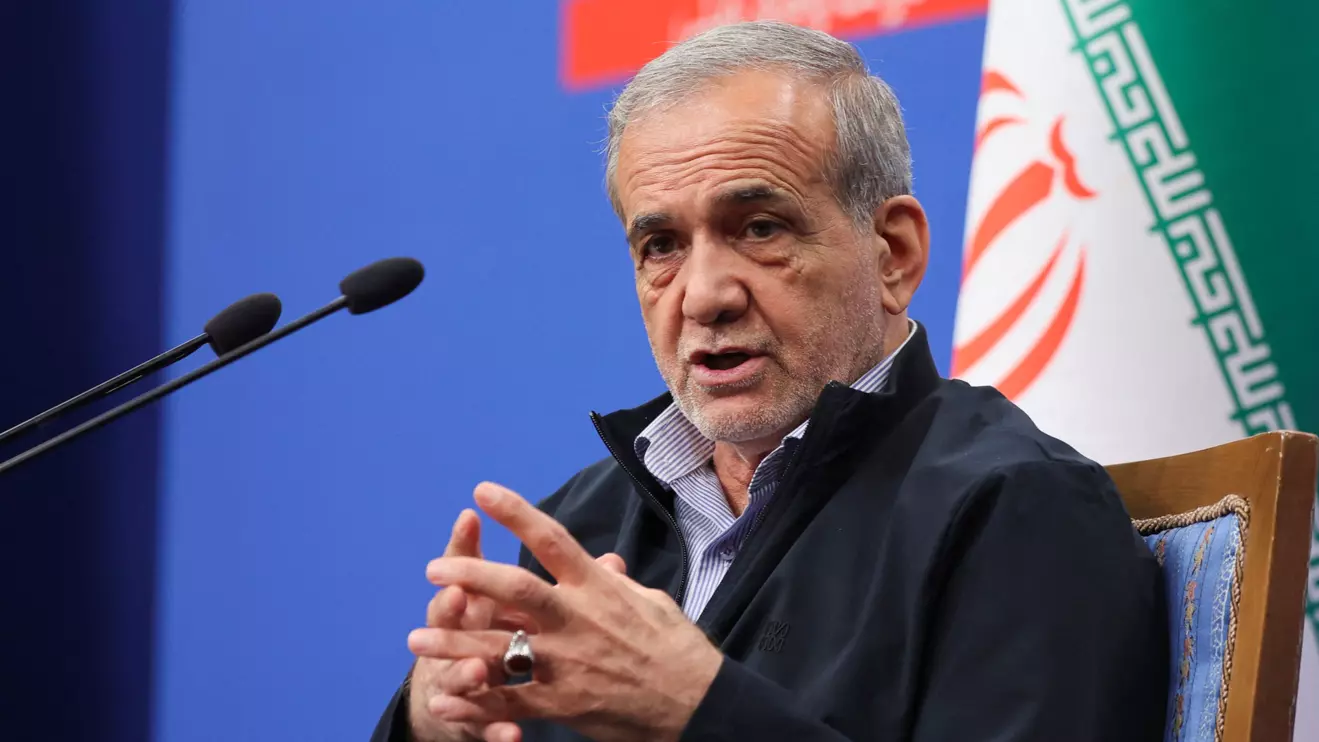 Iran's President Masoud Pezeshkian attends a press conference in Tehran, Iran, September 16, 2024. WANA (West Asia News Agency)/Majid Asgaripour via Reuters