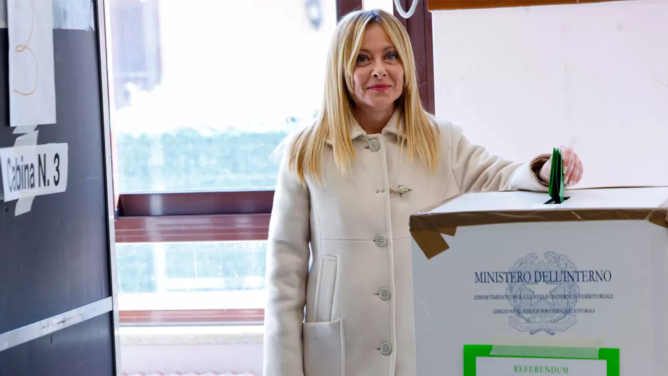 Italian Prime Minister Giorgia Meloni casts her vote during a referendum on reforms to Italy’s justice system before the polls close in Rome, Italy, March 23, 2026. Reuters/Remo Casilli