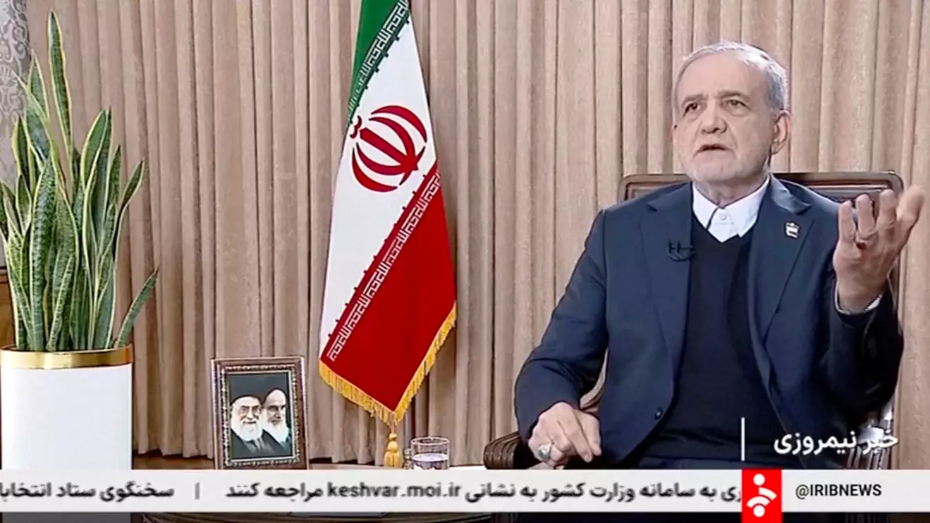 Iran's President Masoud Pezeshkian speaks during an interview with the state TV, Reuters