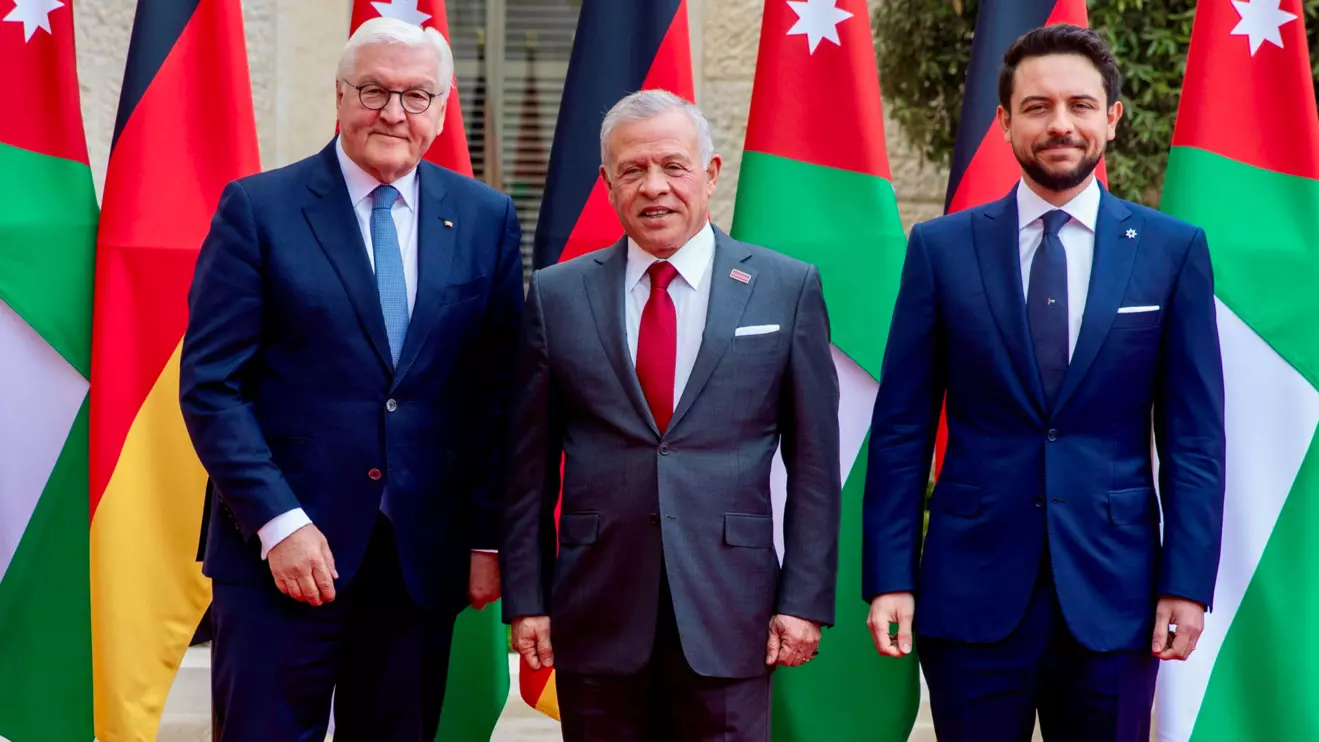 Frank-Walter Steinmeier, King Abdullah and  Crown Prince Al Hussein © Royal Hashemite Court