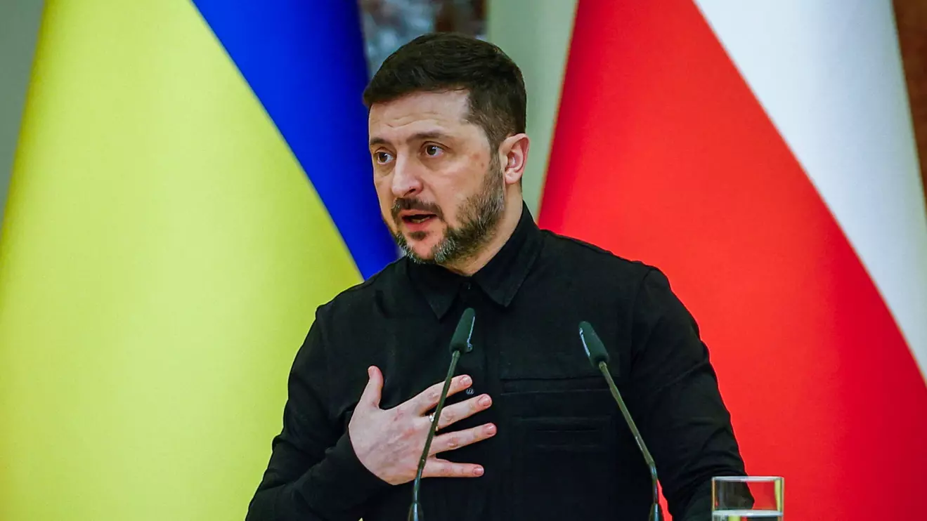 Ukrainian President Volodymyr Zelenskiy speaks during a joint press conference with Polish Prime Minister Donald Tusk (not pictured), amid Russia's attack on Ukraine, in Kyiv, Ukraine February 5, 2026. Reuters/Alina Smutko