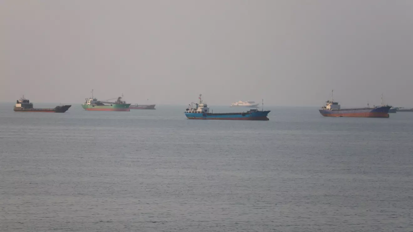 Vessels in the Strait of Hormuz near the beach of Bandar Abbas, Iran, June 21, 2026. Amirhosein Khorgooi/ISNA/via WANA (West Asia News Agency)via Reuters