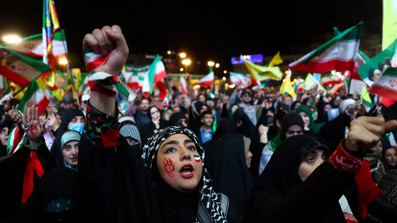 People chant during a rally in Tehran, Iran, May 6, 2026. Majid Asgaripour/WANA (West Asia News Agency) via Reuters