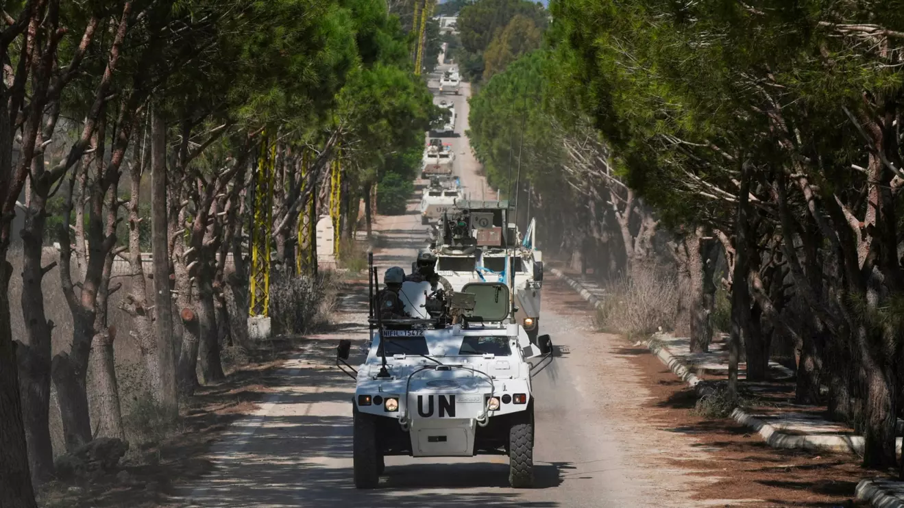 United Nations Interim Force in Lebanon (UNIFIL) convoy travels on the road near areas occupied by Israeli forces towards Rmeich, southern Lebanon, September 12, 2026. Reuters/Raghed Waked