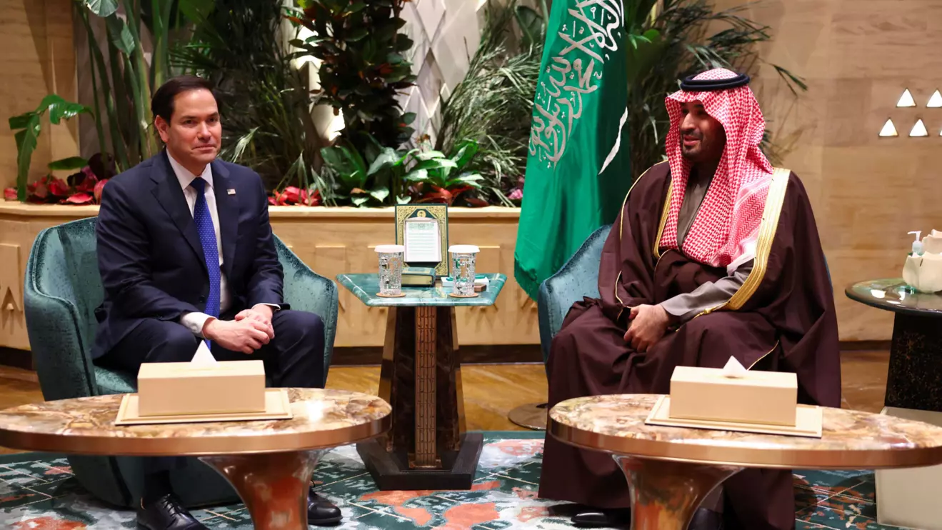 U.S. Secretary of State Marco Rubio meets with Saudi Arabia's Crown Prince Mohammed bin Salman, in Riyadh, Saudi Arabia, February 17, 2025. Reuters/Evelyn Hockstein