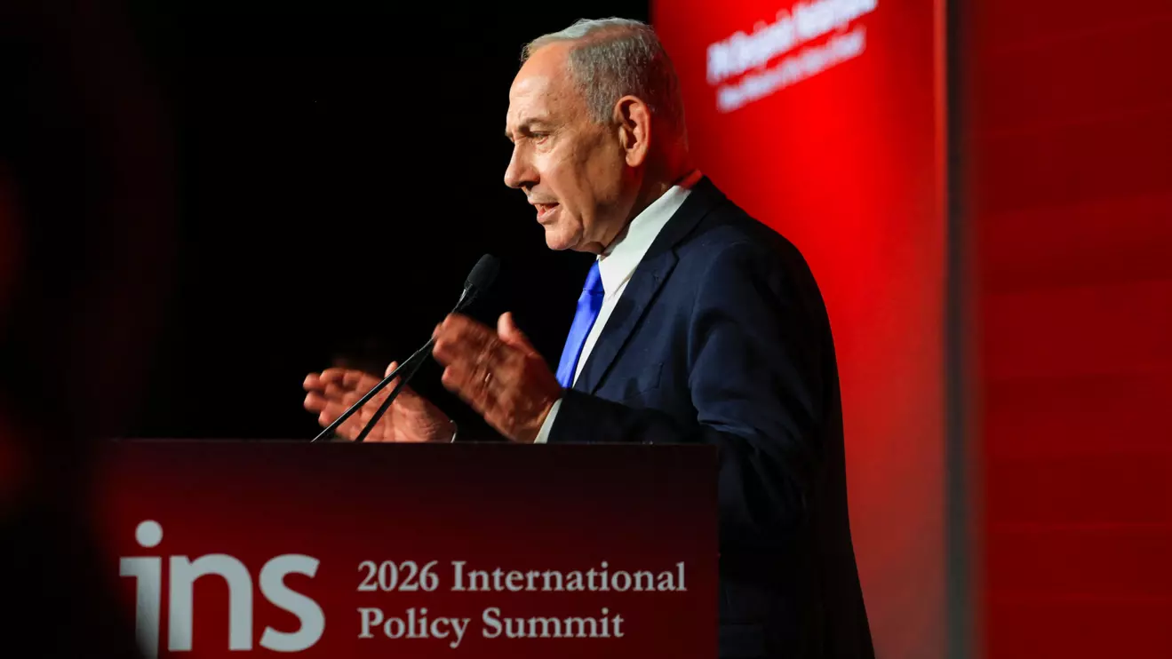 Israeli Prime Minister Benjamin Netanyahu speaks at the JNS (Jerusalem News Syndicate) International Policy Summit in Jerusalem, June 21, 2026. Reuters/Ronen Zvul