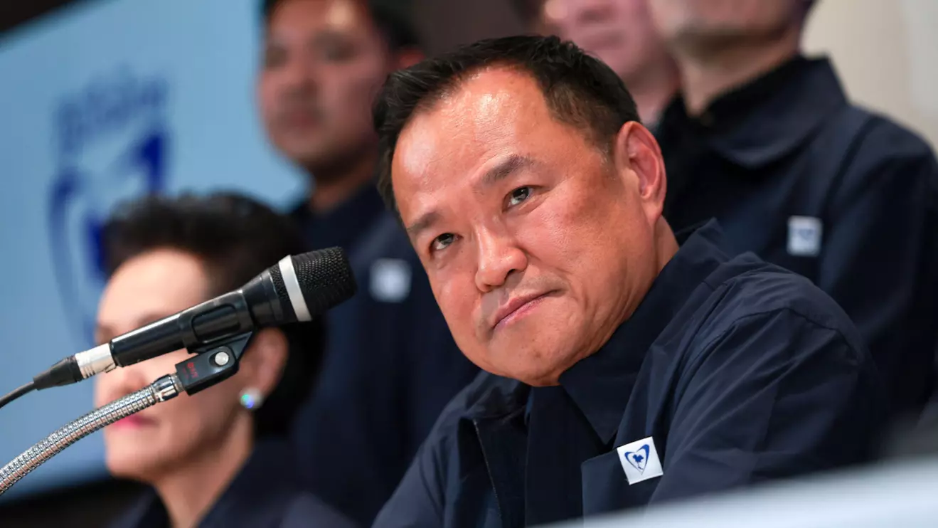 Thailand's caretaker Prime Minister Anutin Charnvirakul, Bhumjaithai Party leader and prime ministerial candidate, attends a press conference at the party headquarters on the day of the general election, in Bangkok, Thailand, February 8, 2026. Reuters/Chalinee Thirasupa