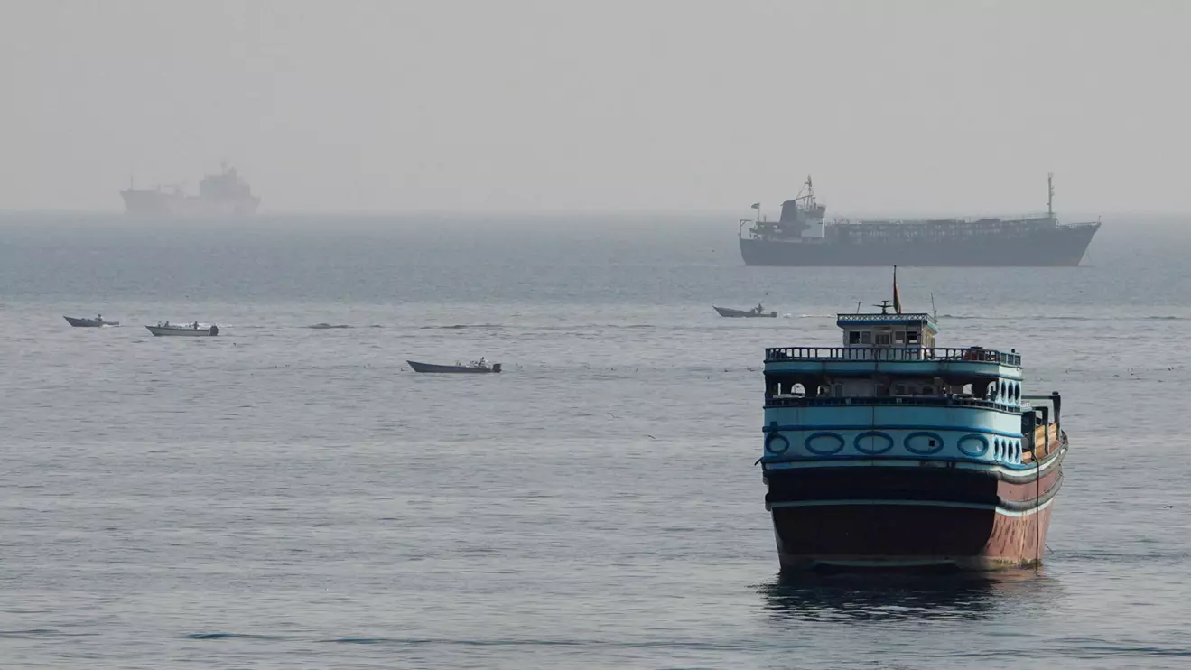 Vessels in the Strait of Hormuz, as seen from Musandam, Oman, August 3, 2026. Reuters