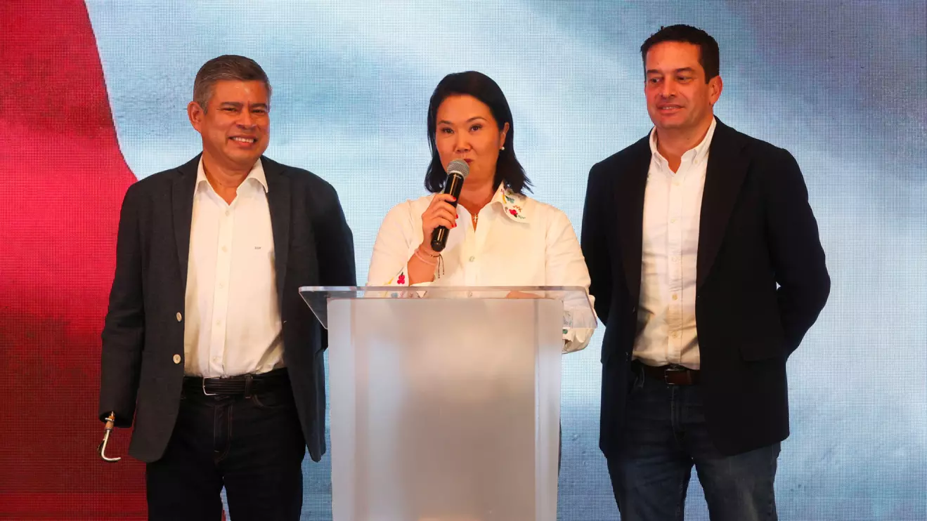 Conservative presidential candidate Keiko Fujimori addresses supporters following early results of the runoff against left-wing candidate Roberto Sanchez, in Lima, Peru June 7, 2026. Reuters/Alessandro Cinque