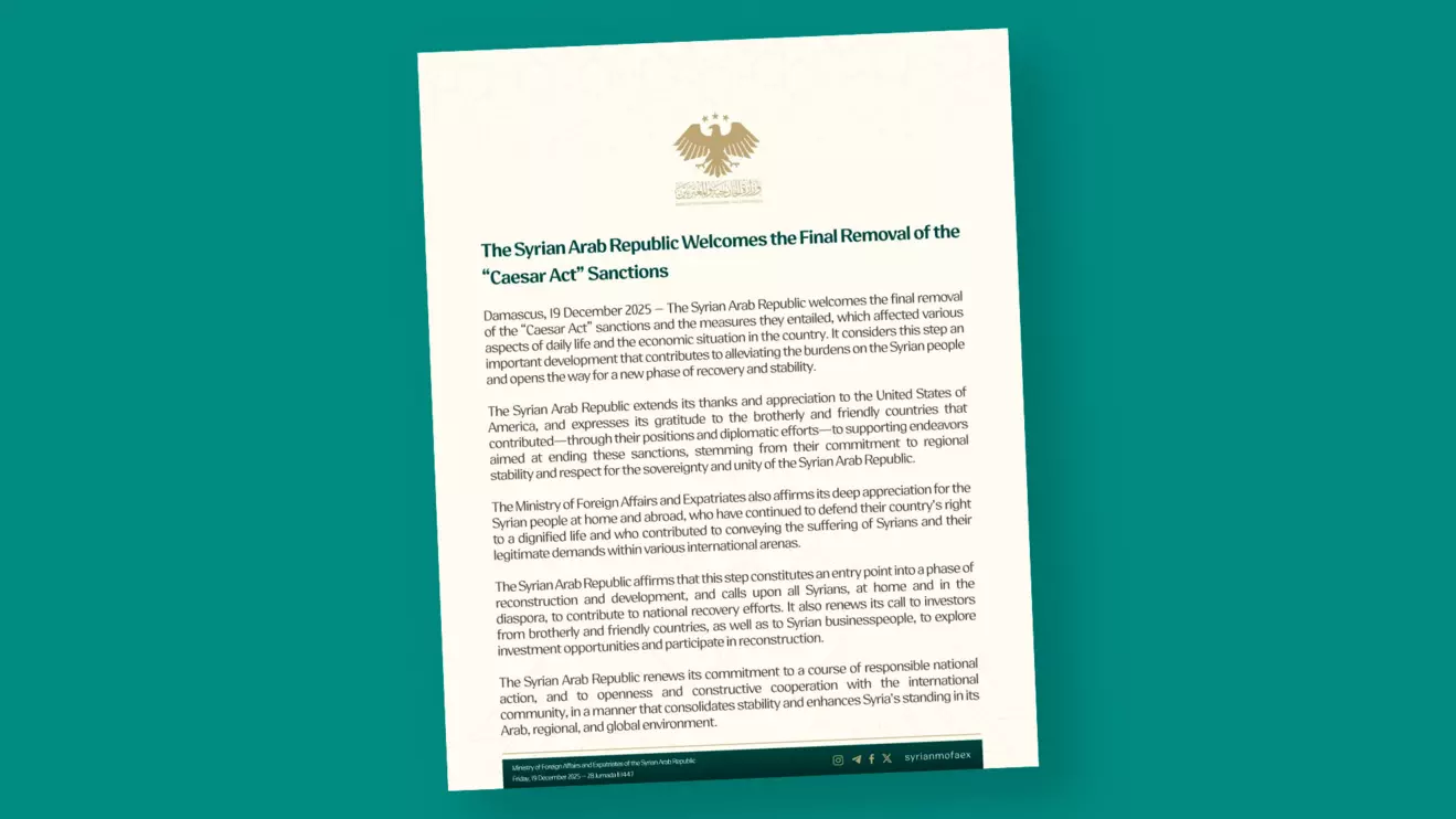 The Caesar Act had already been suspended twice for six-month periods following President Donald Trump’s announcement in May that Washington would lift sanctions as part of a broader normalization of relations with Syria © Mena Today 