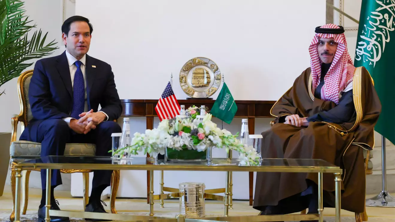 U.S. Secretary of State Marco Rubio meets with Saudi Foreign Minister Prince Faisal bin Farhan Al Saud, in Riyadh, Saudi Arabia, February 17, 2025. Reuters/Evelyn Hockstein