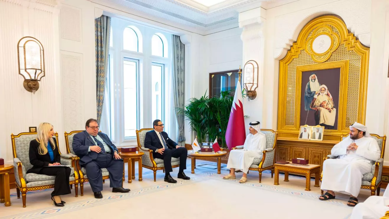 Sheikh Mohammed bin Abdulrahman Al-Thani and Constantinos Kombos © WAM