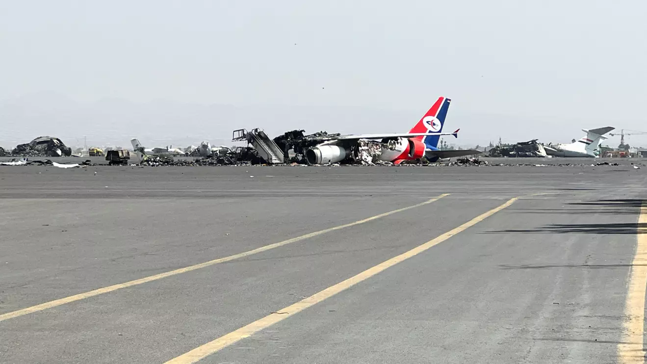 Debris of a destroyed plane lies at Sanaa International Airport, in the aftermath of an Israeli airstrike, in Sanaa, Yemen, May 29, 2025.ReutersAdel Al Khader