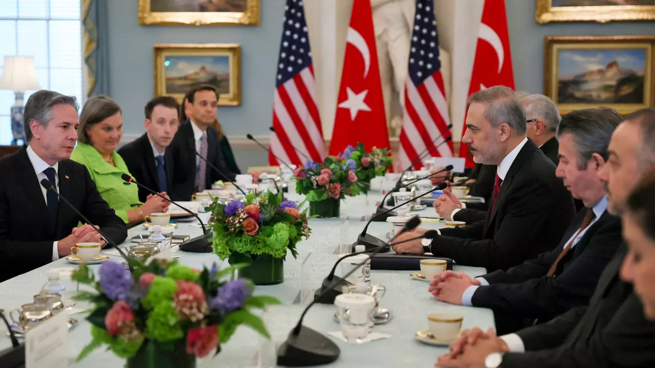 U.S. Secretary of State Antony Blinken meets with Turkish Foreign Minister Hakan Fidan at the State Department in Washington, March 8, 2024. Reuters/Leah Millis