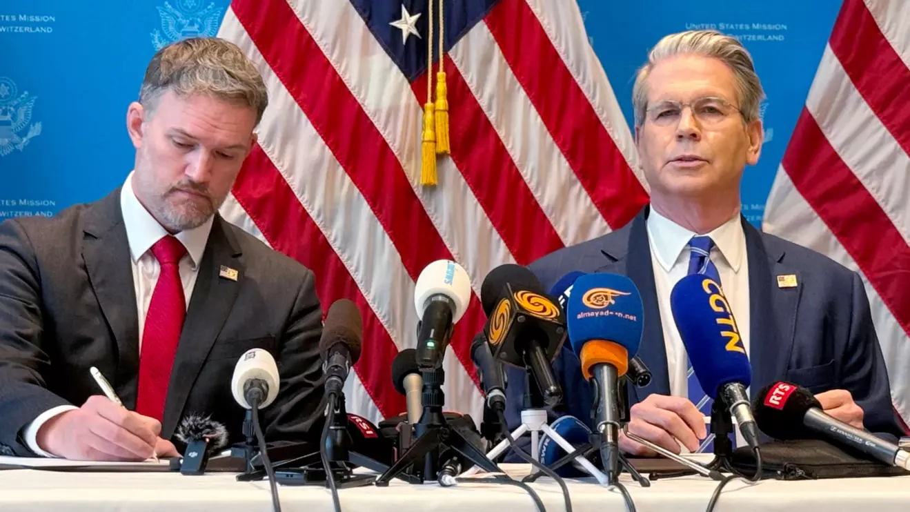 U.S. Secretary of the Treasury Scott Bessent and U.S. Trade Representative Jamieson Greer attend a news conference after trade talks with China in Geneva, Switzerland, May 12, 2025. Reuters/Olivia Le Poidevin