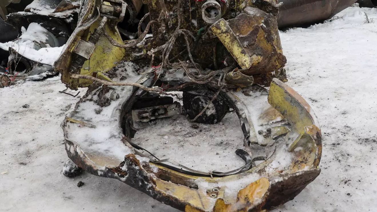 A view shows parts of an unidentified missile, which Ukrainian authorities believe to be made in North Korea and was used in a strike in Kharkiv earlier this week, amid Russia's attack on Ukraine, in Kharkiv, Ukraine January 6, 2024. REUTERS/Vyacheslav Madiyevskyy