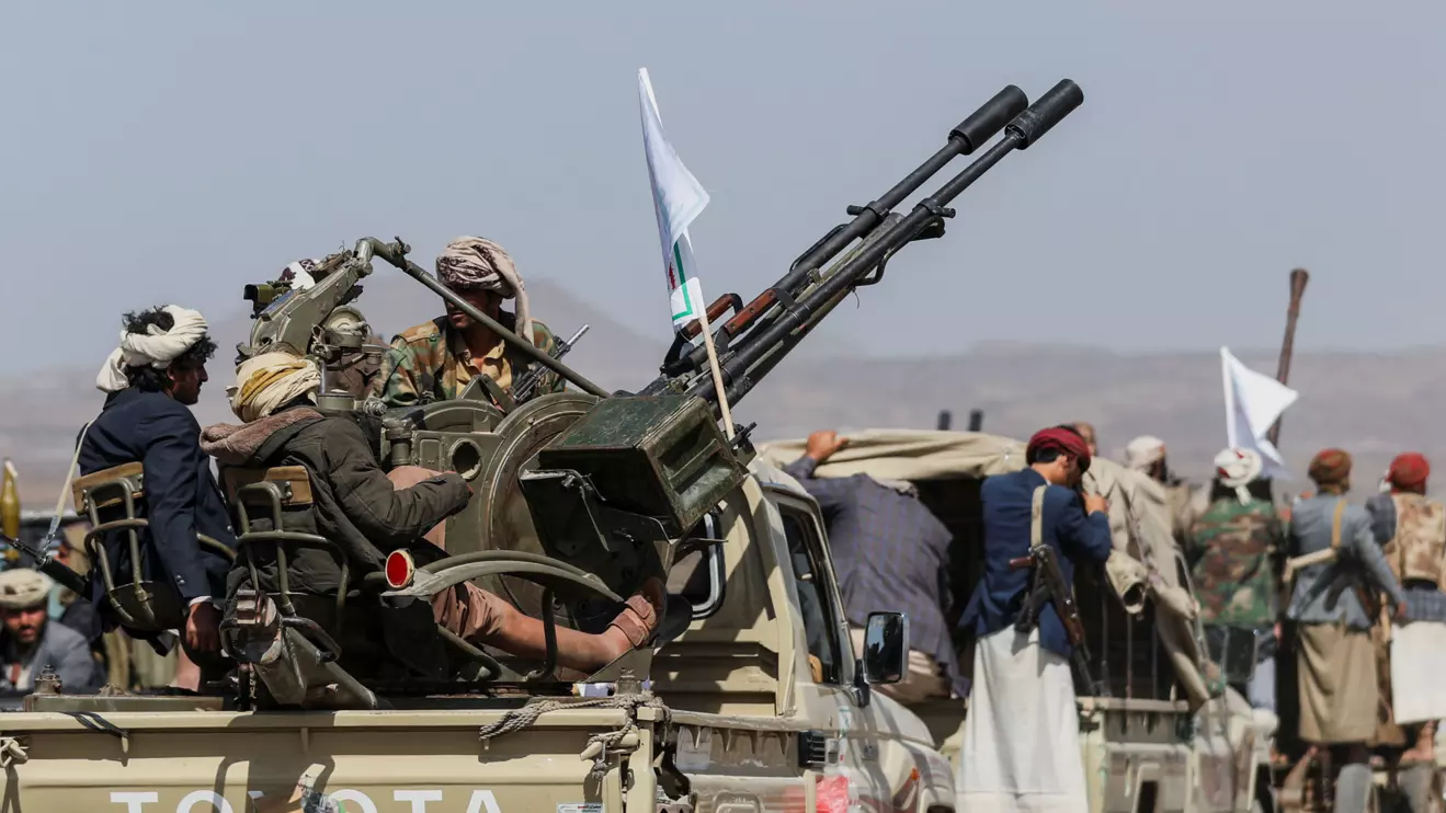 Houthi tribesmen gather to show defiance after U.S. and UK air strikes on Houthi positions near Sanaa, Yemen February 4, 2024.Reuters/Khaled Abdullah