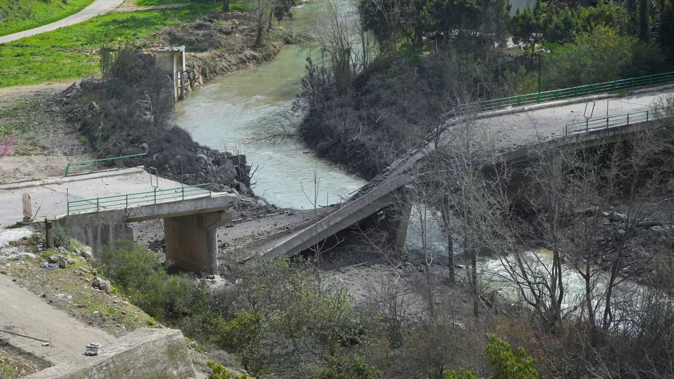 The damaged Zrarieh Bridge over the Litani river, after it was hit by an Israeli strike in Tayr Falsay in southern Lebanon, following an escalation between Hezbollah and Israel amid the U.S.-Israeli conflict with Iran, Lebanon, March 13, 2026. Reuters