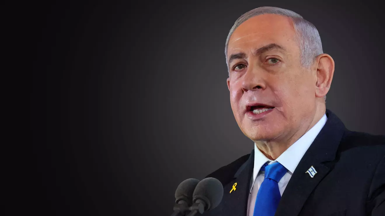 Israel's Prime Minister Benjamin Netanyahu delivers a speech during a memorial ceremony of the Hamas attack on October 7 last year that sparked the ongoing war in Gaza, at the Mount Herzl military cemetery in Jerusalem on October 27, 2024. GIL COHEN-MAGEN/Pool via Reuters