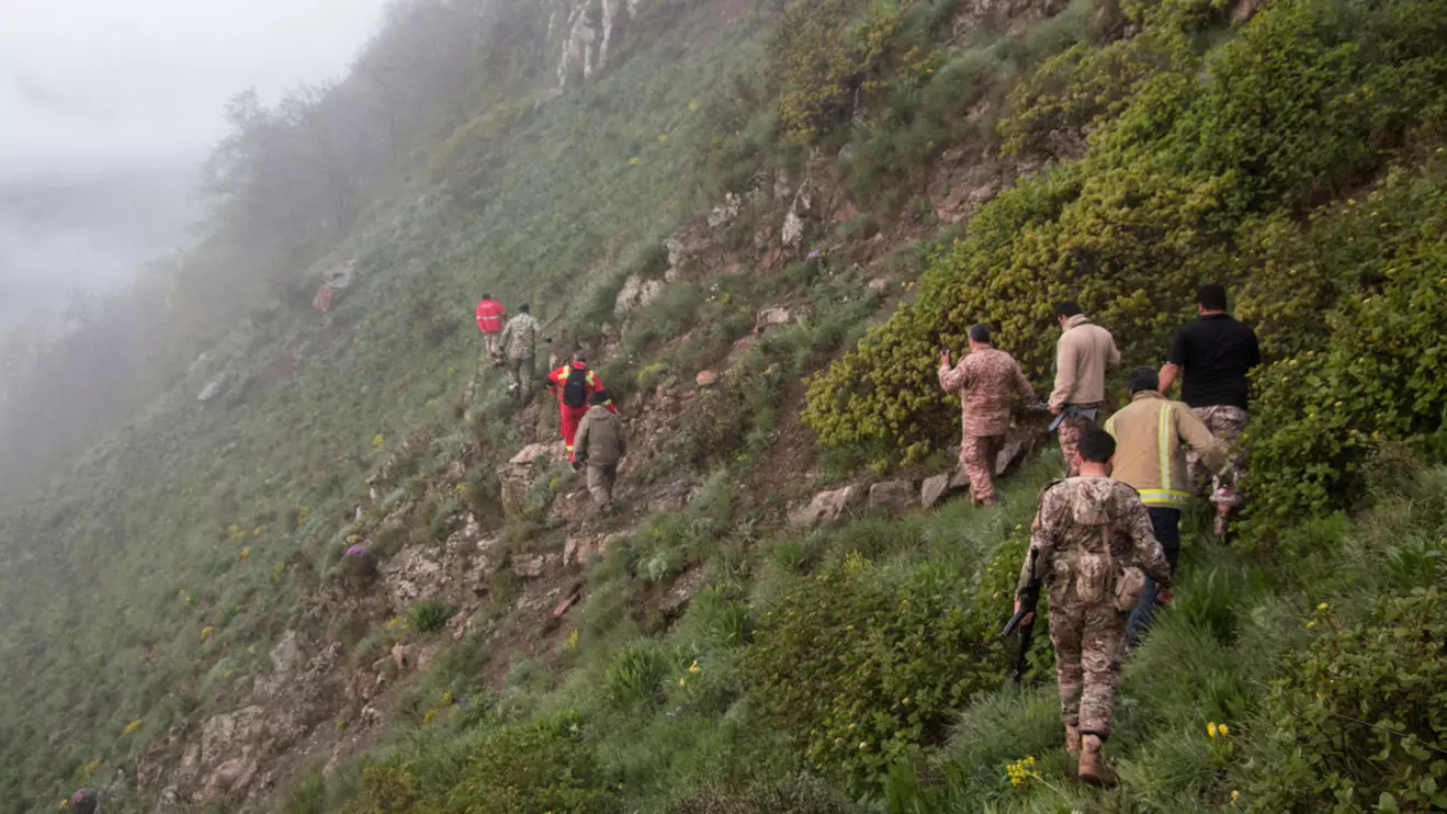 Rescue team works following a crash of a helicopter carrying Iran's President Ebrahim Raisi, in Varzaqan, East Azerbaijan Province, Iran, May 20, 2024. Stringer/WANA (West Asia News Agency) via Reuters