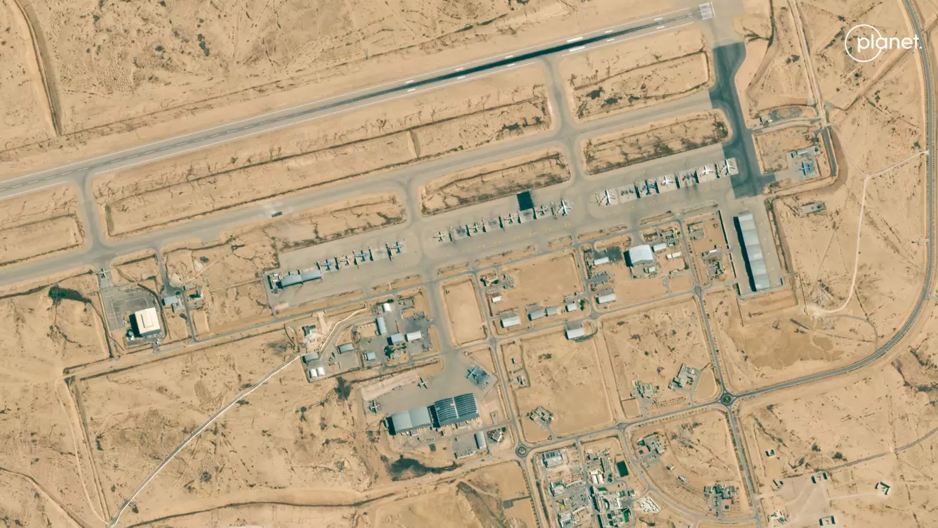 An aerial view shows the Nevatim Airbase before Iran's mass drone and missile attack, in Israel, August 3, 2024. 2024 Planet Labs Inc./Handout via Reuters
