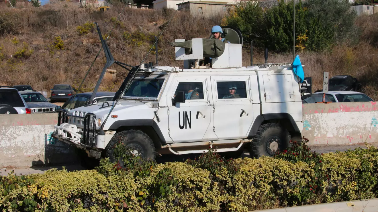 A UN peacekeeper (UNIFIL) vehicle drives in Marjayoun, near the border with Israel, amid ongoing hostilities between Hezbollah and Israeli forces, southern Lebanon October 29, 2024. Reuters/Karamallah Daher