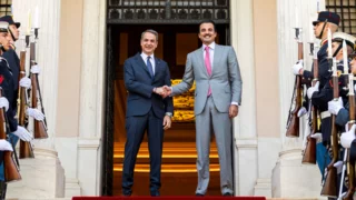 Qatar's Emir Meets Greek Prime Minister Mitsotakis in Athens