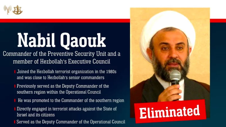 IDF confirms it killed senior Hezbollah official Nabil Qaouk