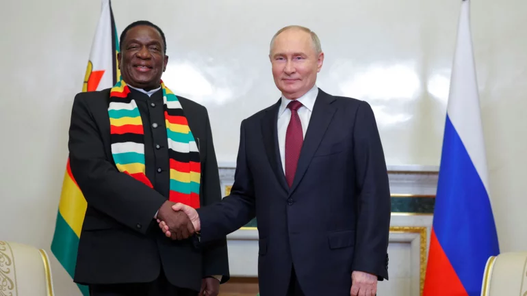 Zimbabwe's Mnangagwa hails Russia's Putin as 'my dear friend' and ally