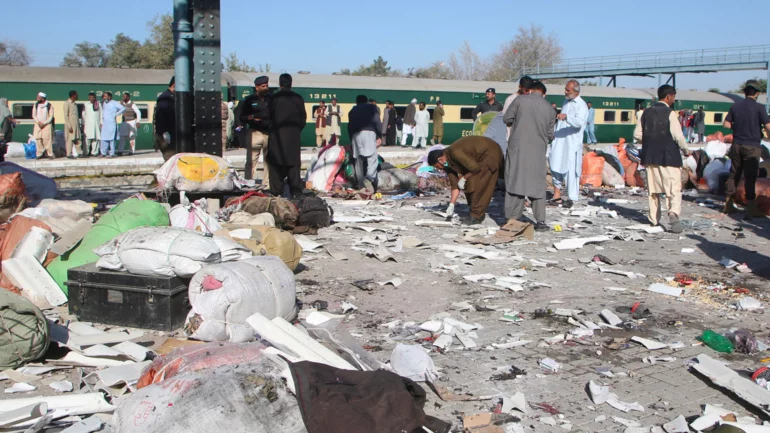 At least 24 killed in Pakistan train station bomb blast, police say