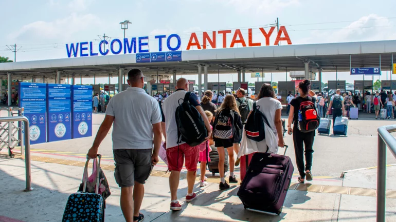 Russian-made plane engine catches fire after landing in Turkey's Antalya